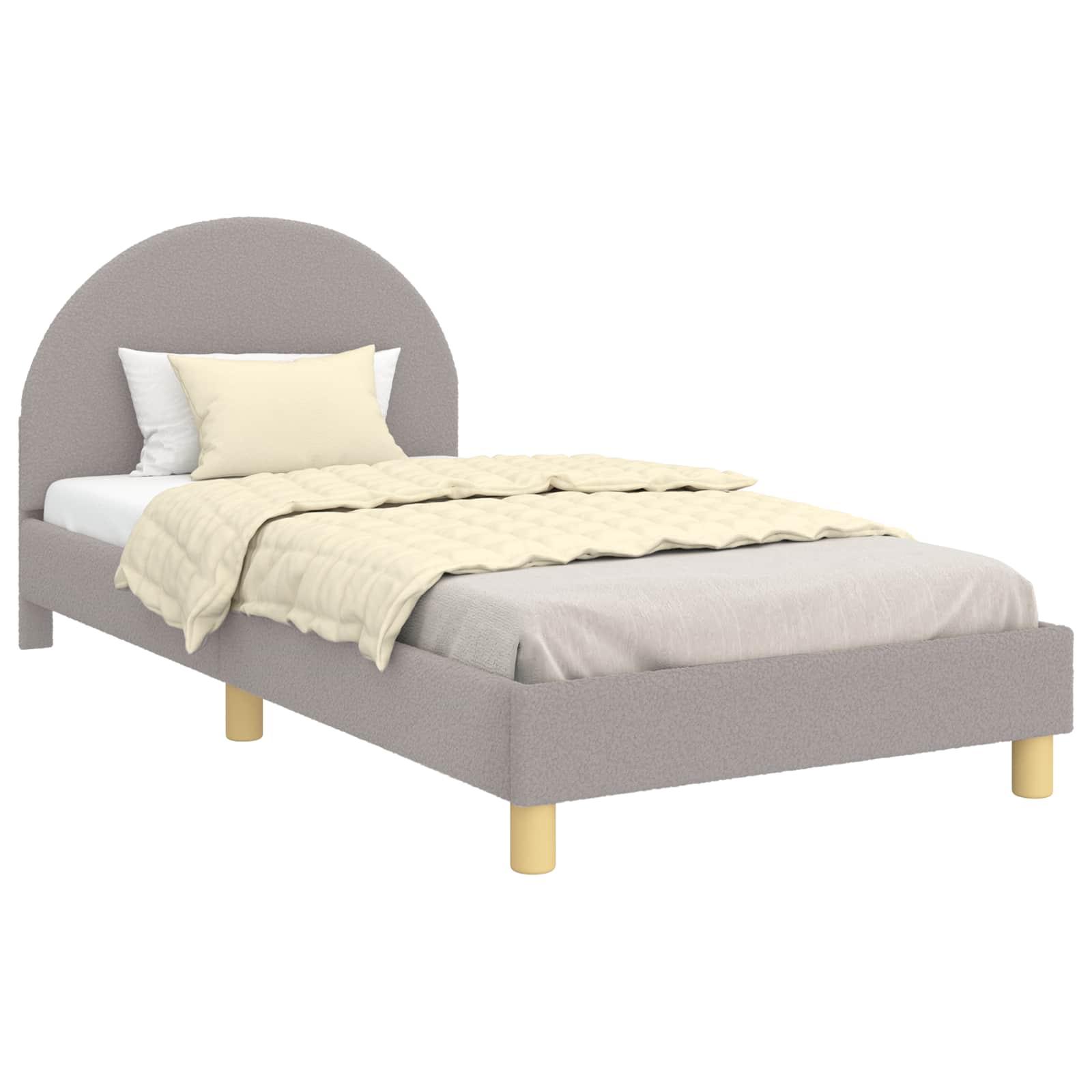 Krevet za djecu s uzglavljem Svjetlosiva 90 x 200 cm Bouclé