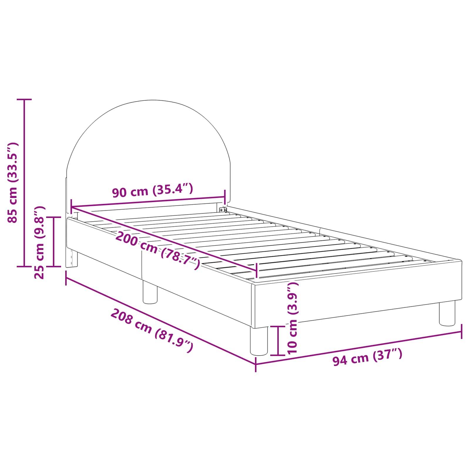 Krevet za djecu s uzglavljem Svjetlosiva 90 x 200 cm Bouclé