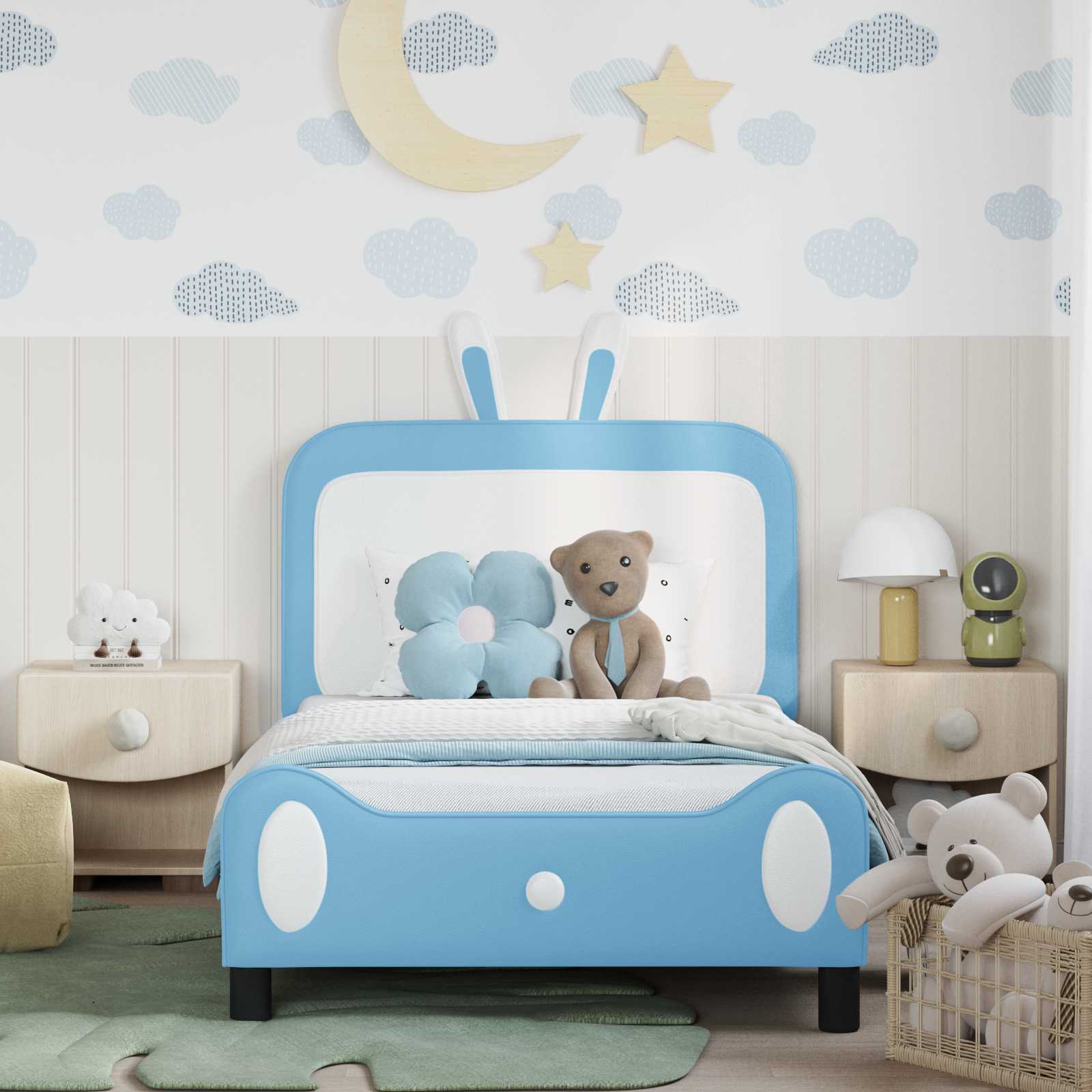 Krevet za djecu s uzglavljem Plava 90 x 200 cm PU