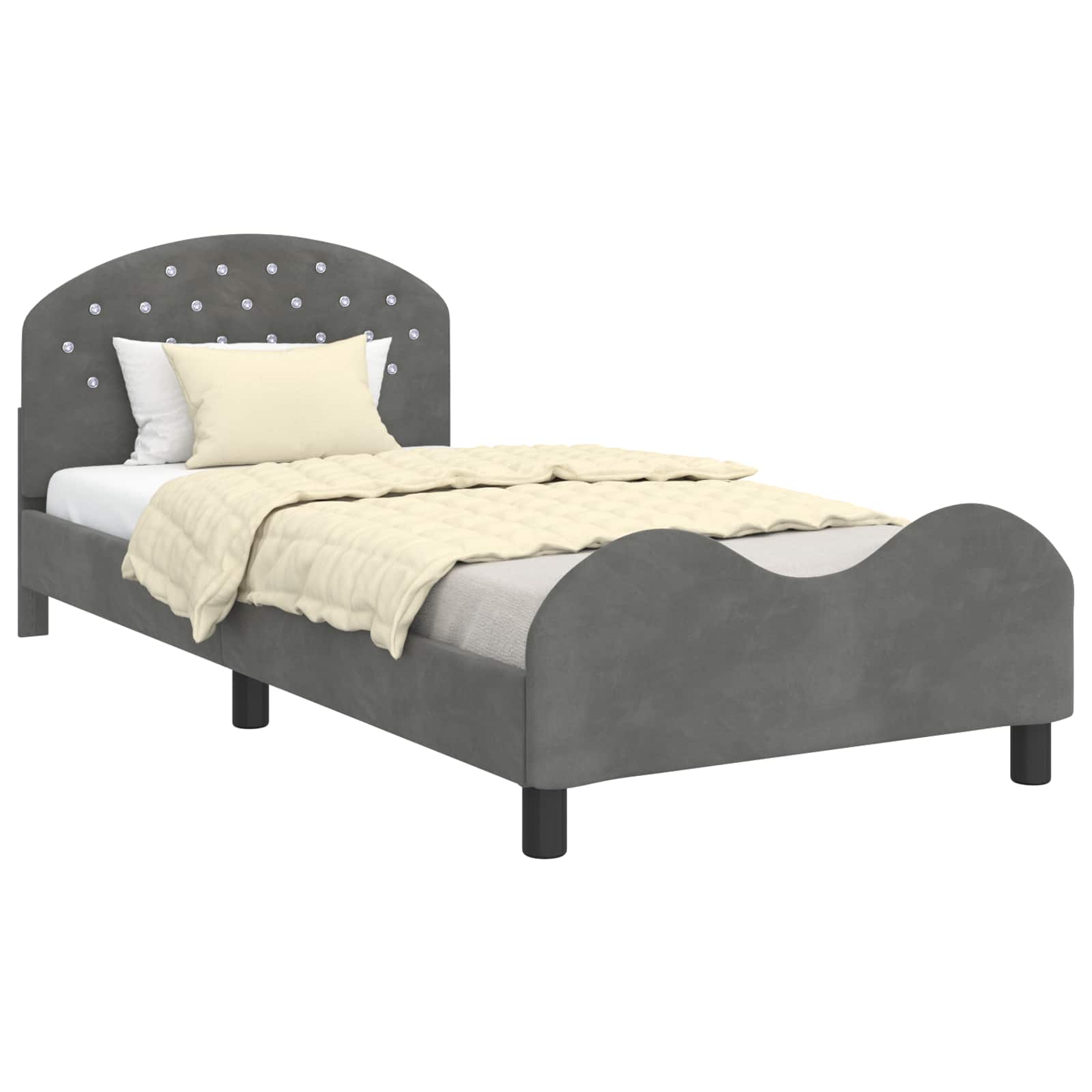 Krevet za djecu s uzglavljem Tamnosiva 80 x 200 cm Baršun