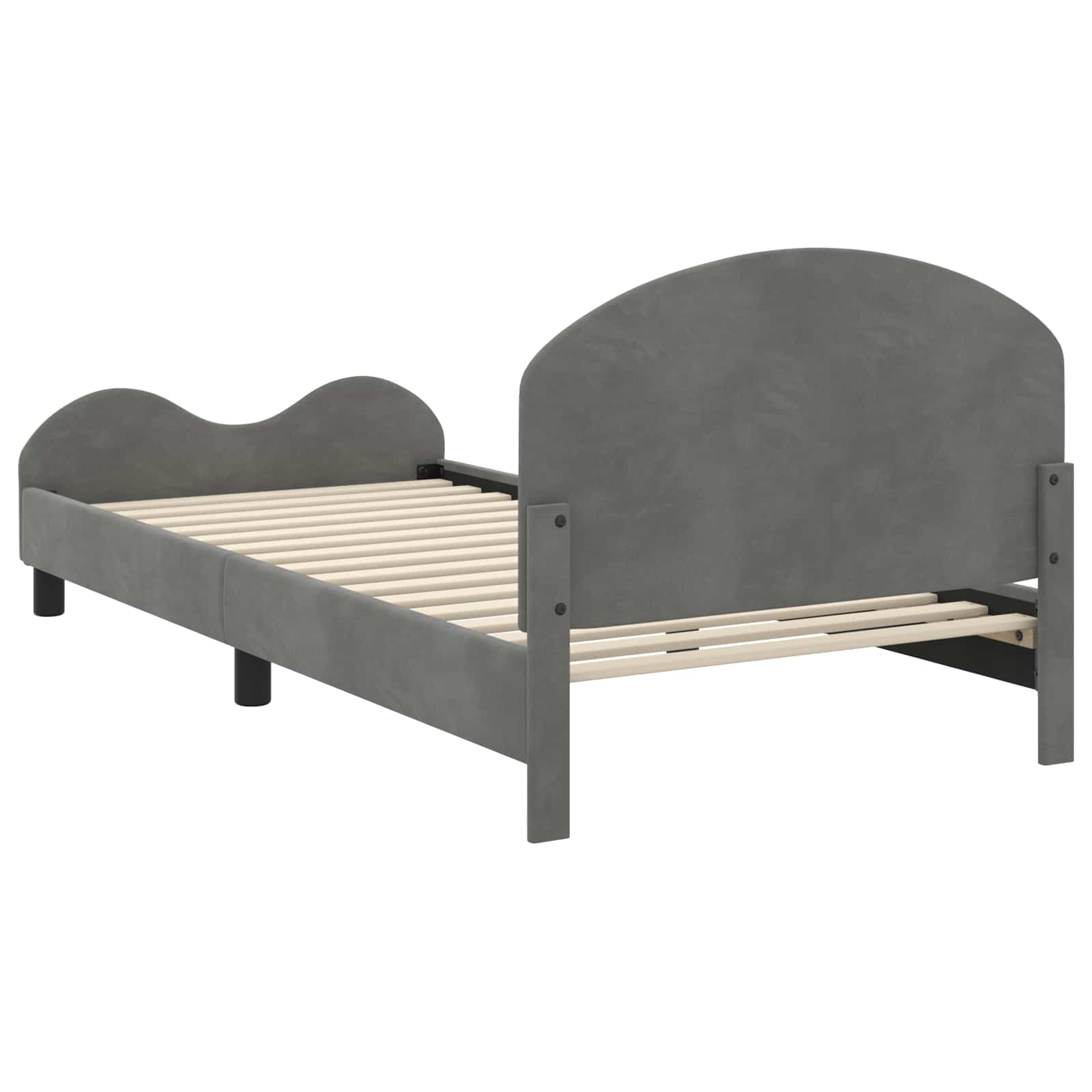Krevet za djecu s uzglavljem Tamnosiva 90 x 190 cm Baršun