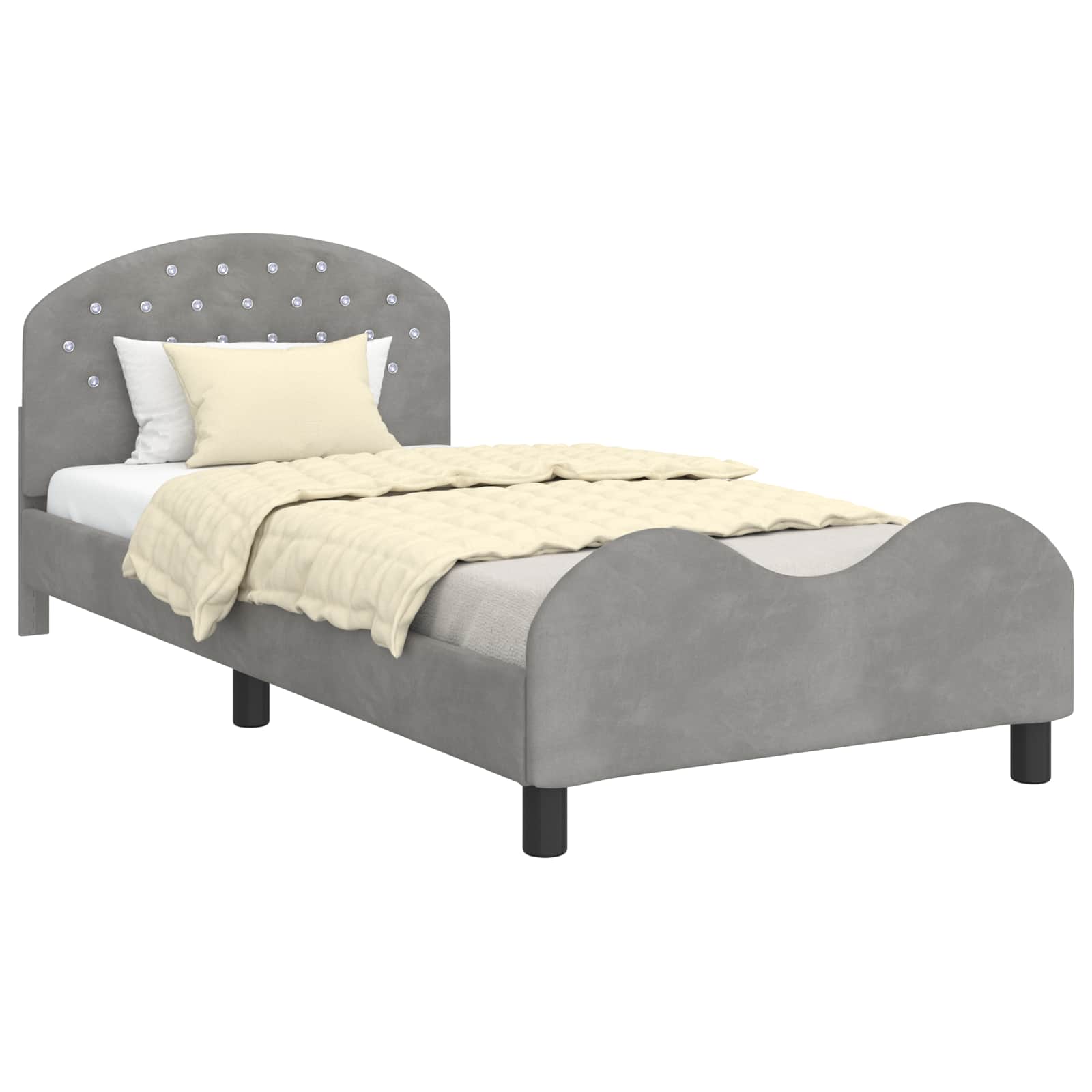 Krevet za djecu s uzglavljem Svjetlosiva 90 x 200 cm Baršun