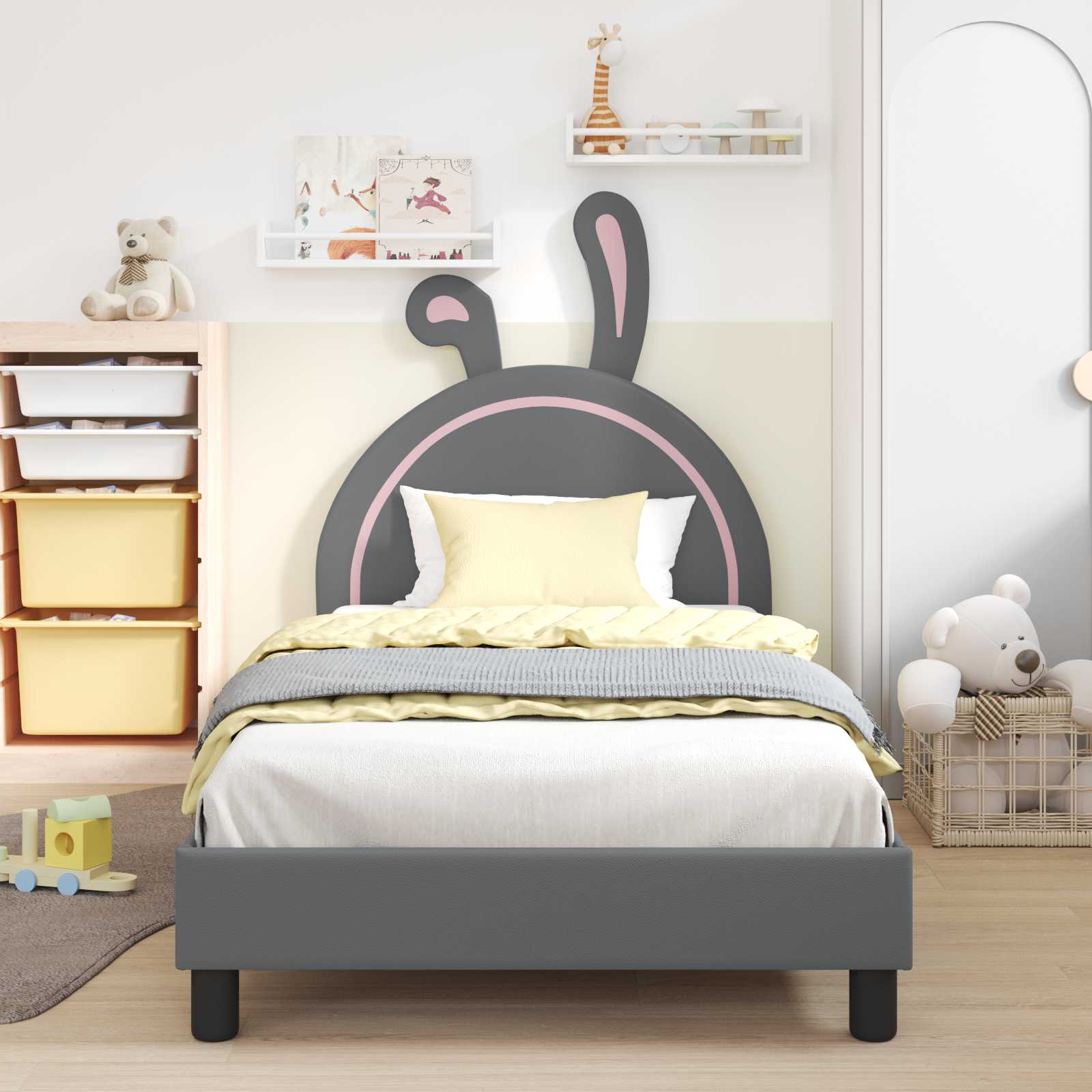Krevet za djecu s uzglavljem Svjetlosiva 80 x 200 cm PU