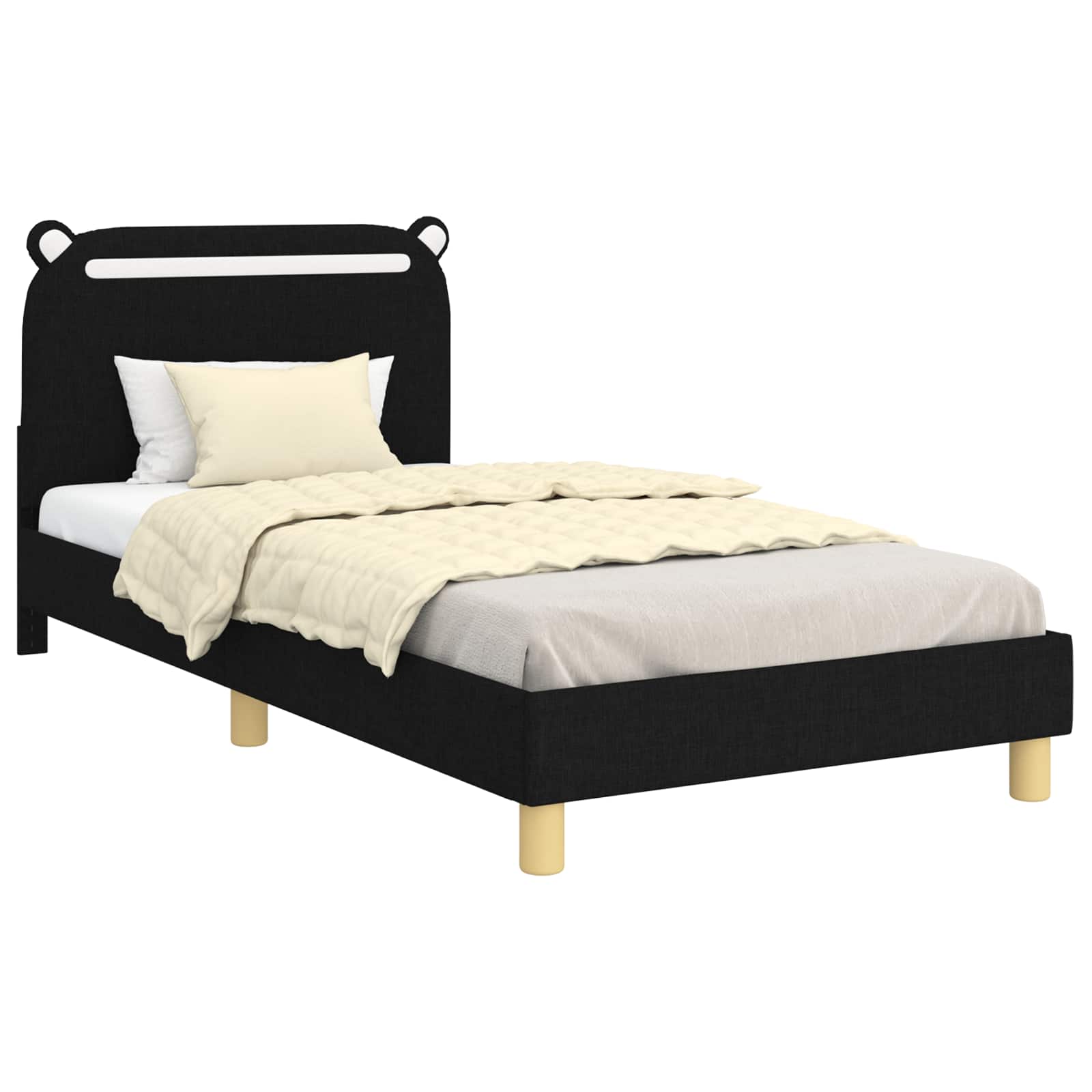 Krevet za djecu s uzglavljem Crna 90 x 200 cm Tkanina