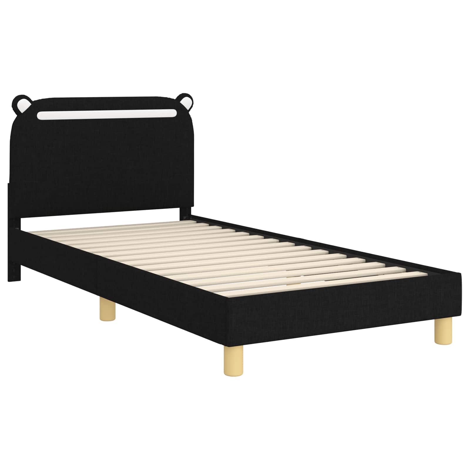 Krevet za djecu s uzglavljem Crna 90 x 200 cm Tkanina