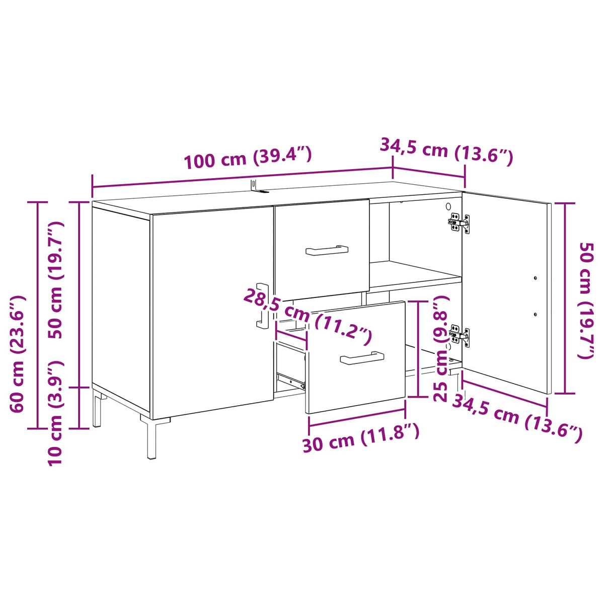 Kreveta Crni hrast 100 x 36 x 60 cm Konstruirano drvo