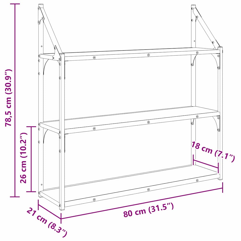 Polica na zidu Staro drvo 80 x 21 x 78,5 cm Konstruirano drvo