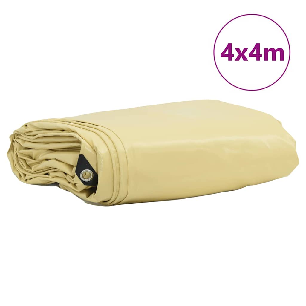 Cerada 650g / m² Bež 4 x 4 m Platno s PVC premazom