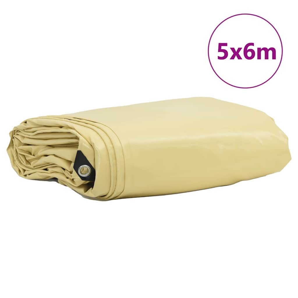 Cerada 650g / m² Bež 5 x 6 m Platno s PVC premazom