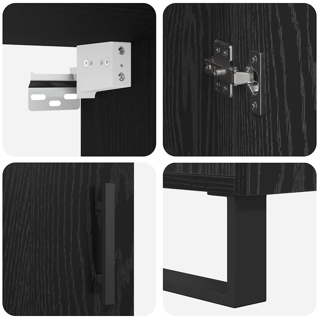 Highboard 2 pcs Crni hrast Konstruirano drvo