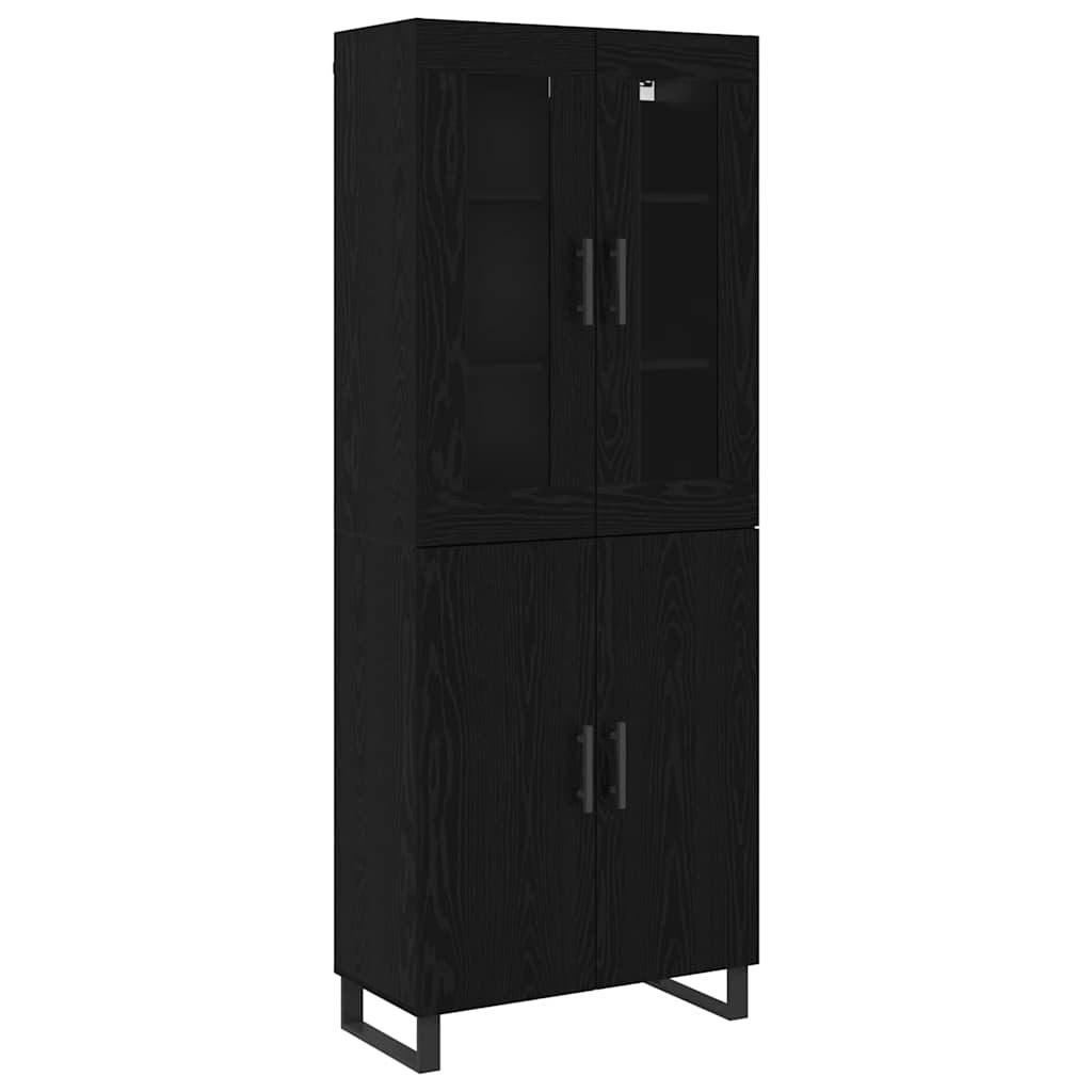 Highboard 2 pcs Crni hrast Konstruirano drvo