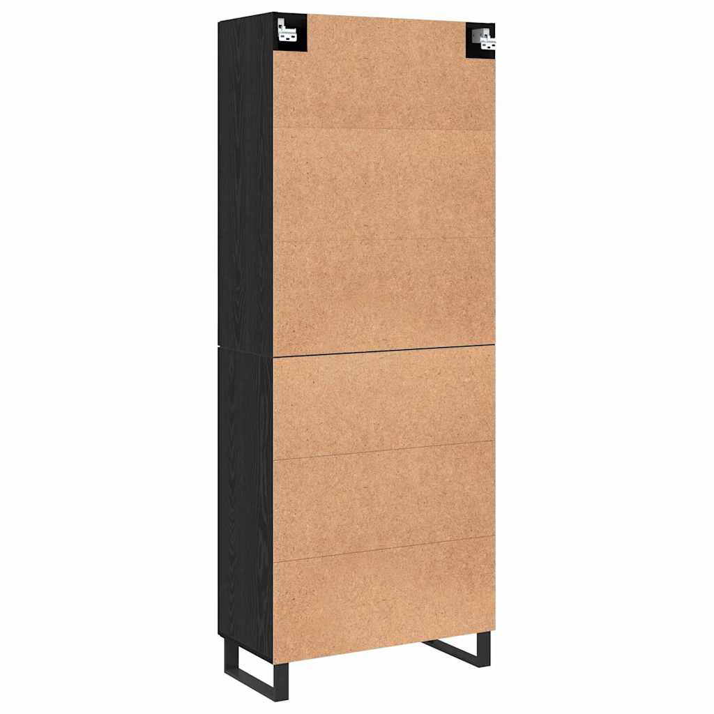 Highboard 2 pcs Crni hrast Konstruirano drvo