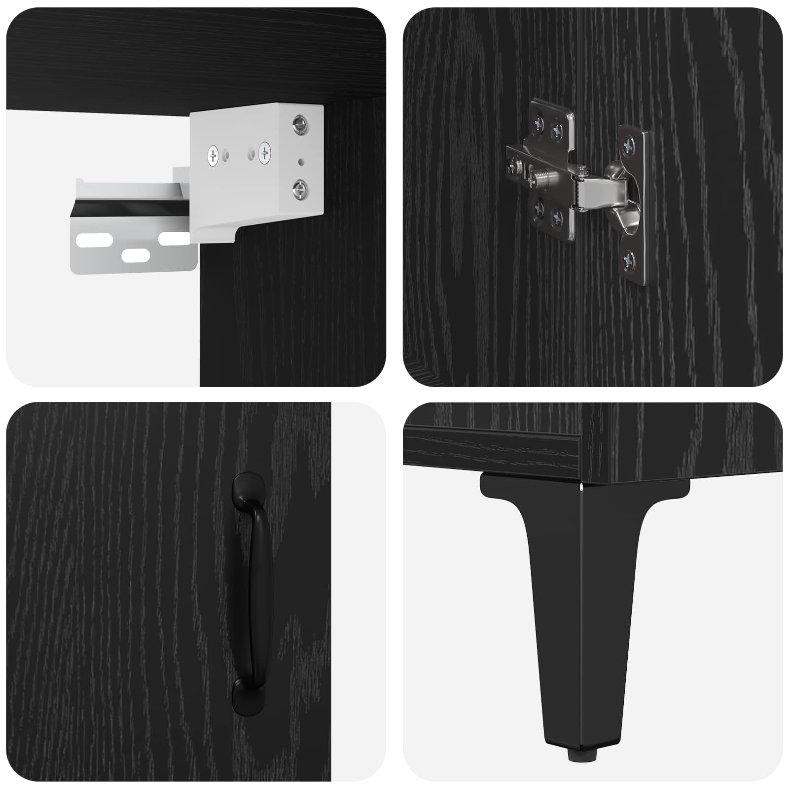 Highboard 2 pcs Crni hrast Konstruirano drvo