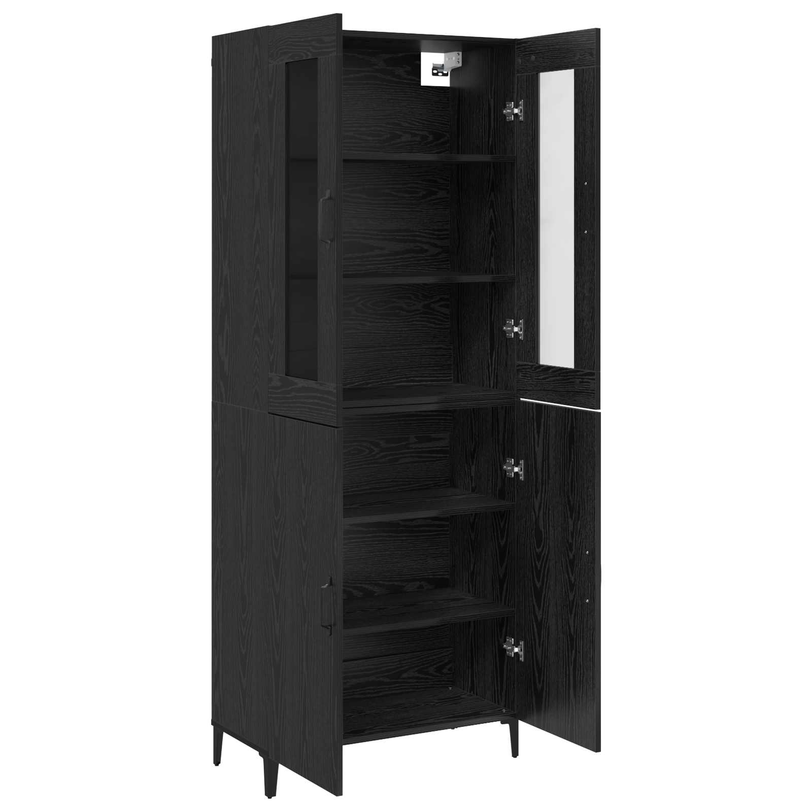 Highboard 2 pcs Crni hrast Konstruirano drvo