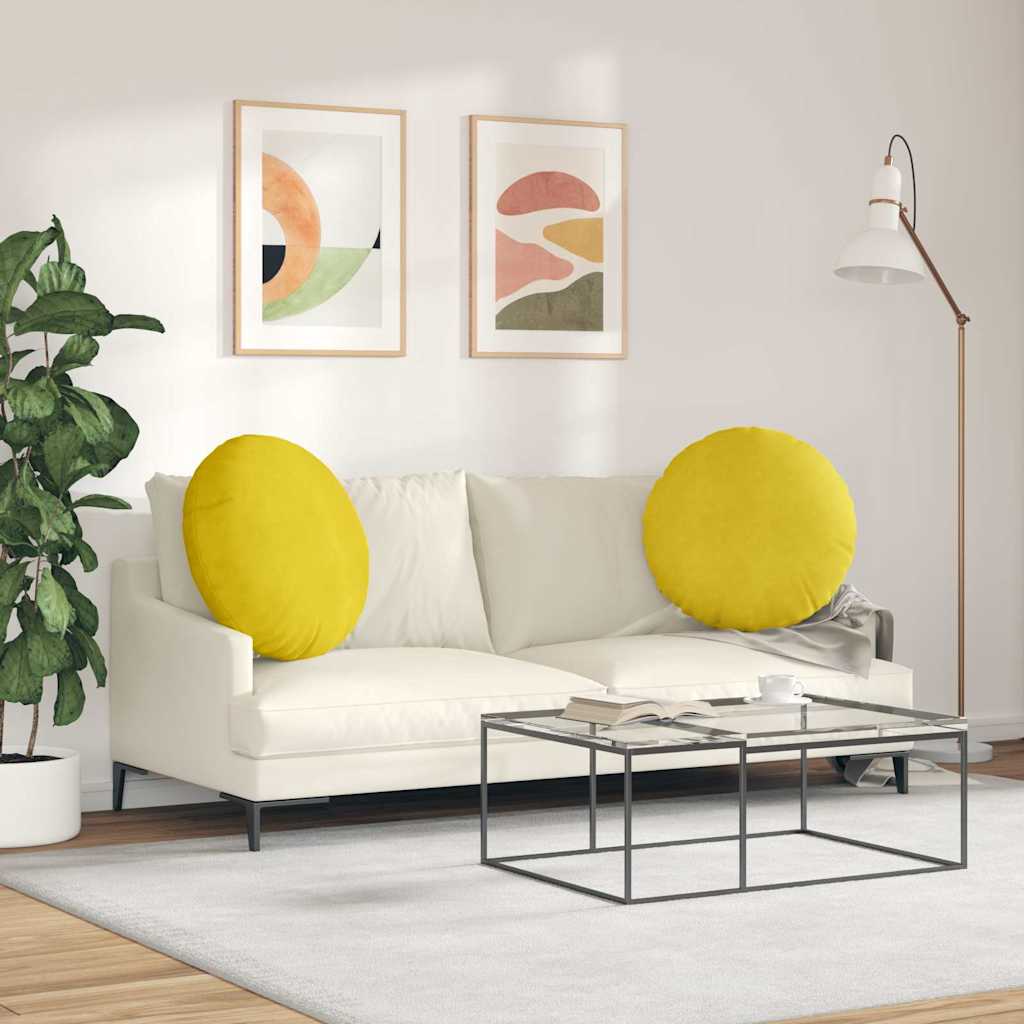 Jastučići za sjedenje 2 pcs Žuta Ø60 x 21 cm Baršun