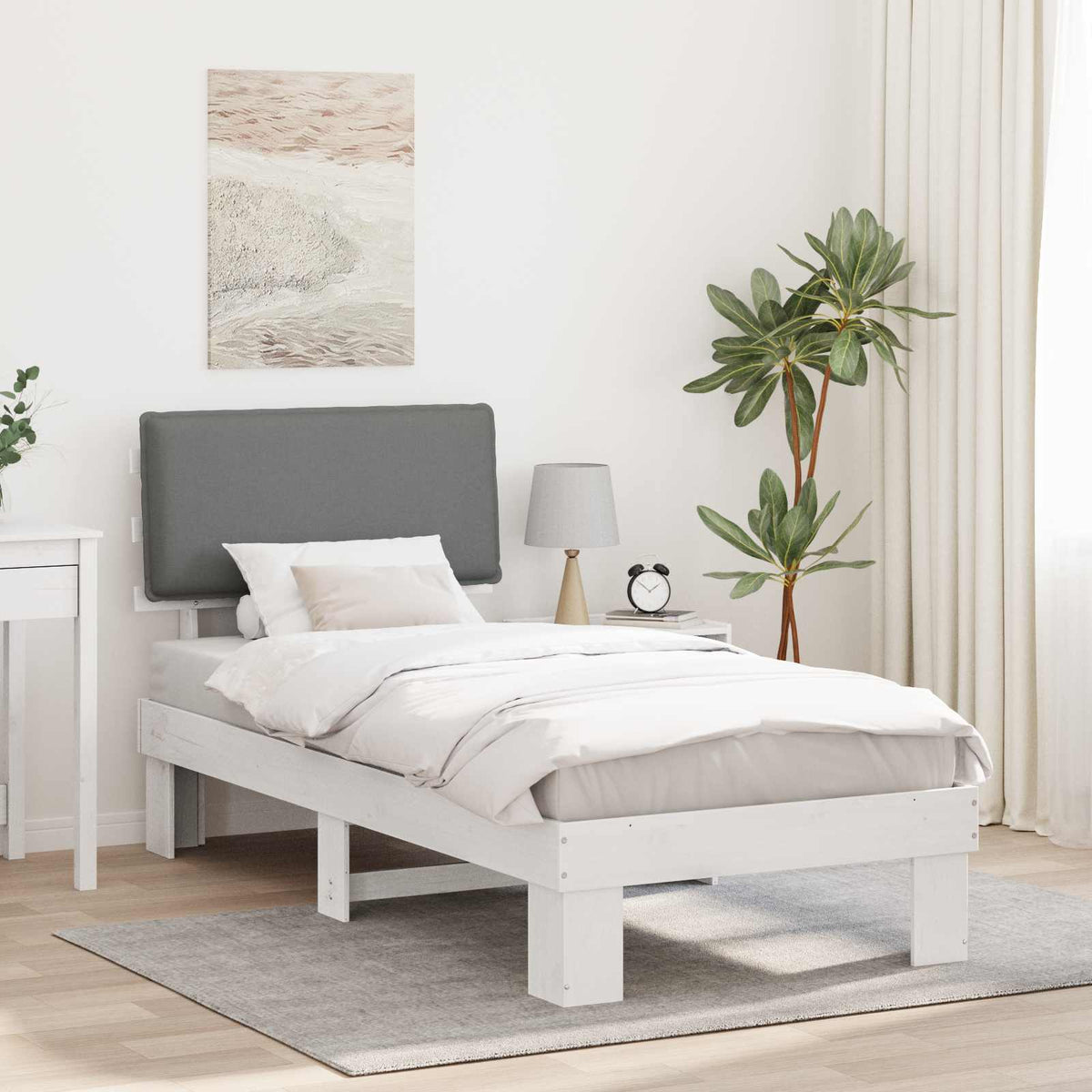 Krevetni okvir s tapiciranim uzglavljem Svijetlo siva Svjetlosiva 90 x 190 cm