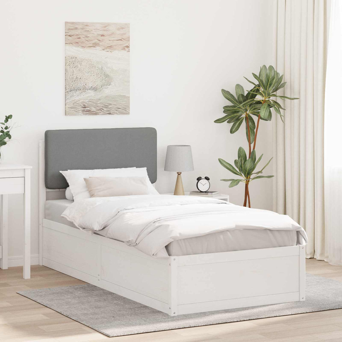Krevetni okvir s tapiciranim uzglavljem Svijetlo siva Svjetlosiva 205.5 x 95.5 x 93 cm