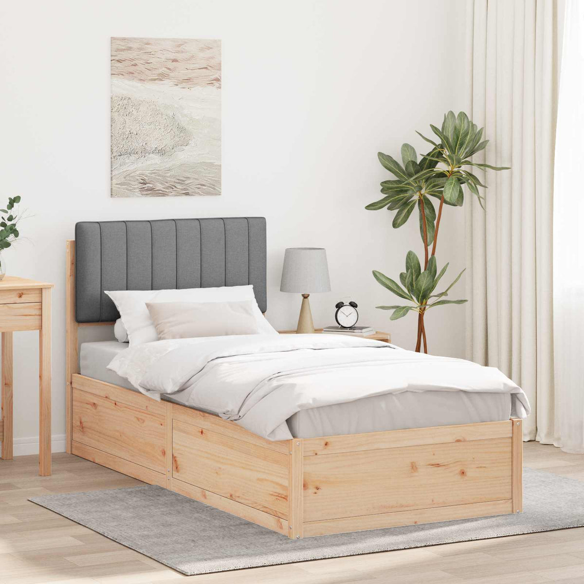 Krevetni okvir s tapiciranim uzglavljem Svijetlo siva Svjetlosiva 205.5 x 95.5 x 93 cm