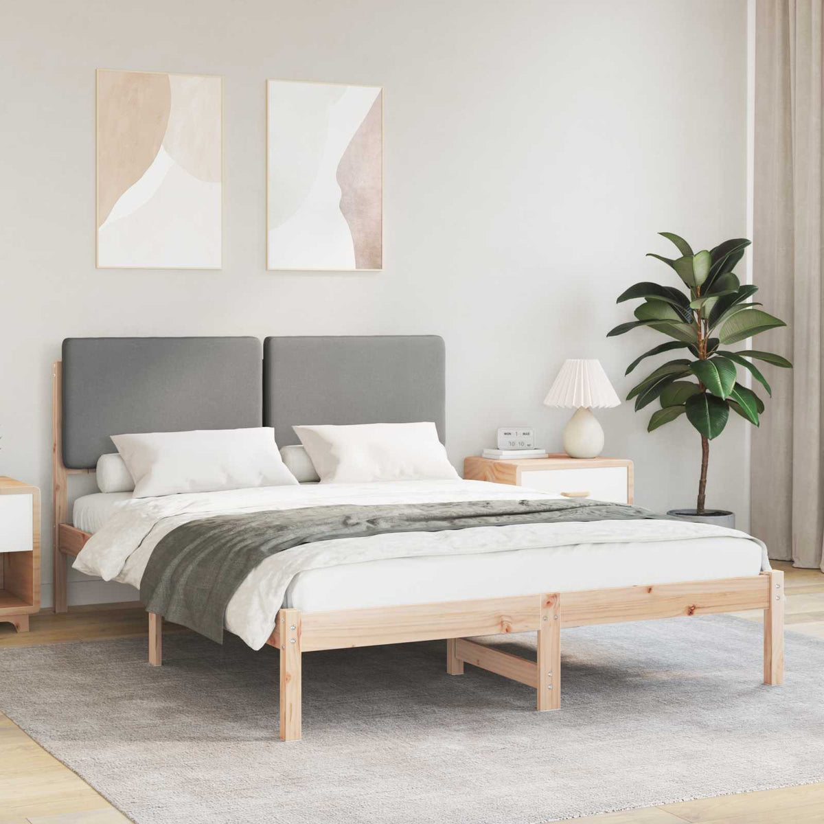 Krevetni okvir s tapiciranim uzglavljem Svijetlo siva Svjetlosiva 205.5 x 165.5 x 84.5 cm