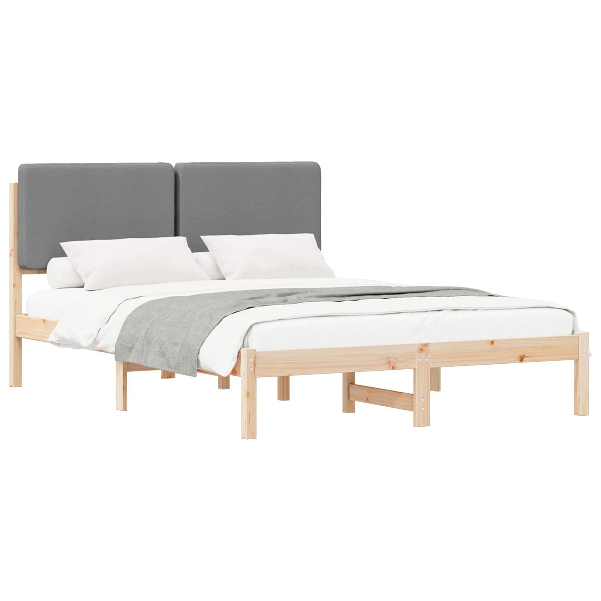 Krevetni okvir s tapiciranim uzglavljem Svijetlo siva Svjetlosiva 205.5 x 165.5 x 84.5 cm