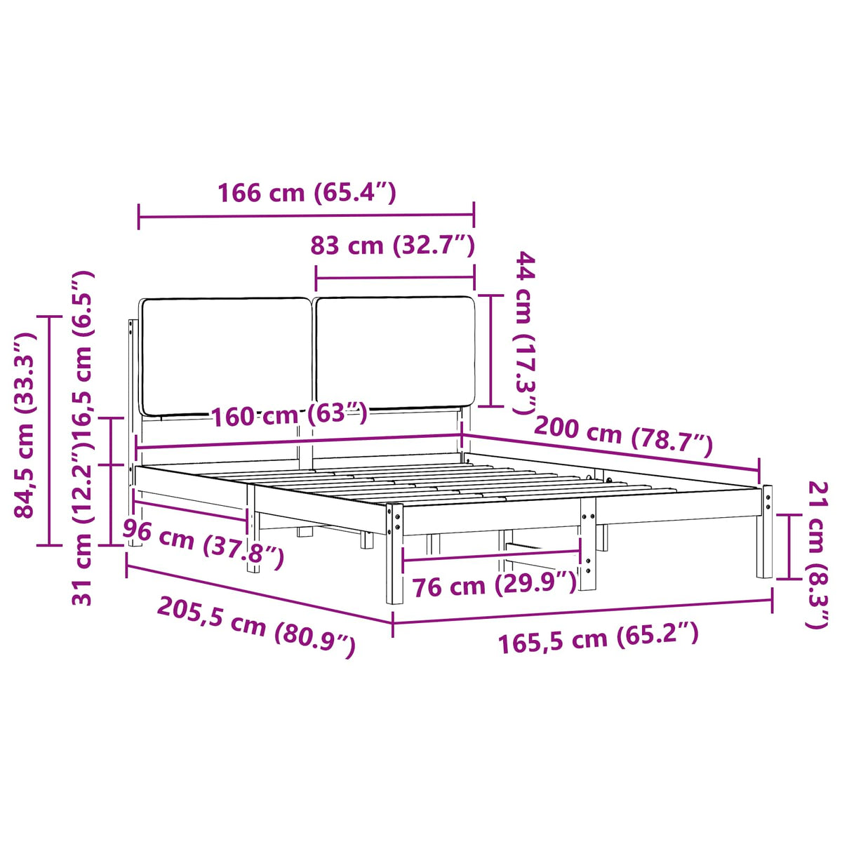 Krevetni okvir s tapiciranim uzglavljem Svijetlo siva Svjetlosiva 205.5 x 165.5 x 84.5 cm