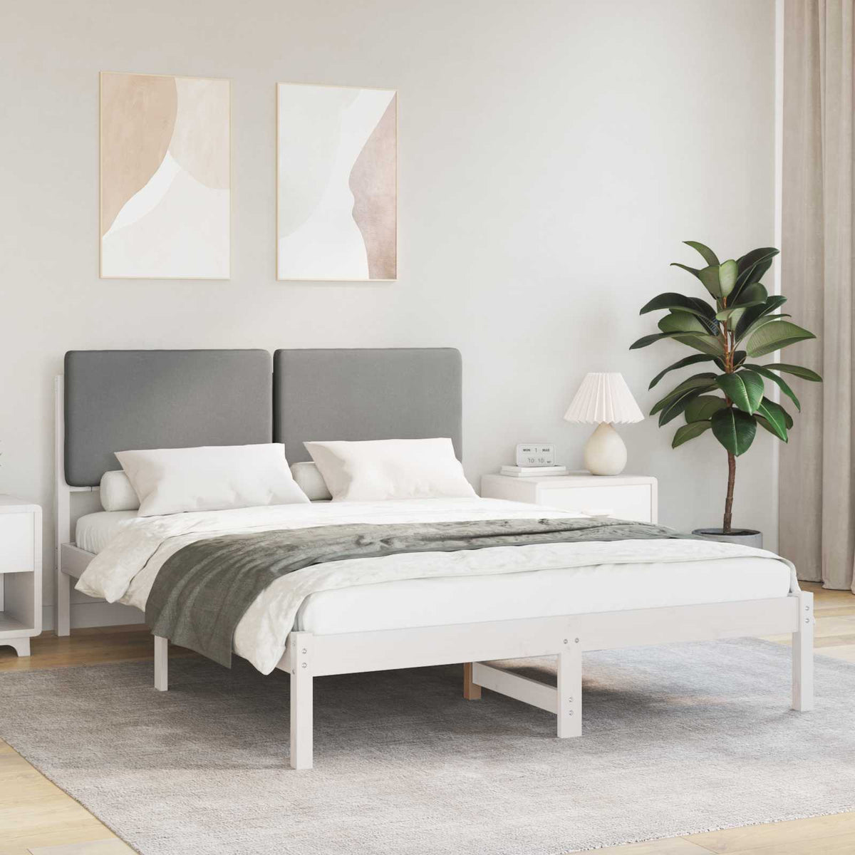 Krevetni okvir s tapiciranim uzglavljem Svijetlo siva Svjetlosiva 195.5 x 145.5 x 84.5 cm