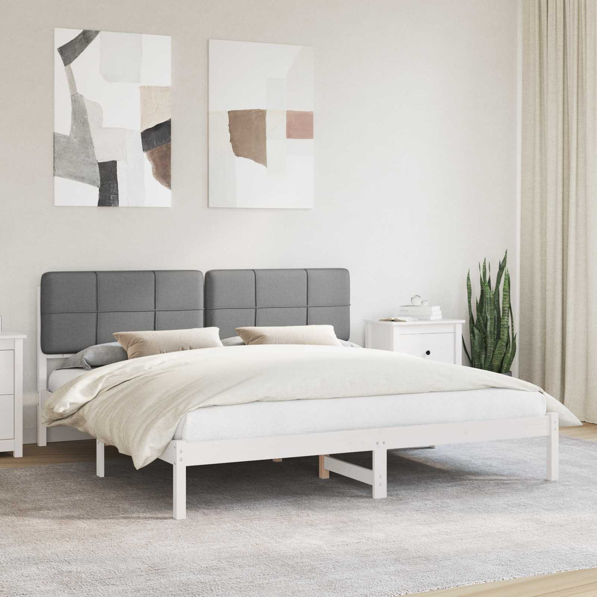 Krevetni okvir s tapiciranim uzglavljem Svijetlo siva Svjetlosiva 205.5 x 185.5 x 84.5 cm