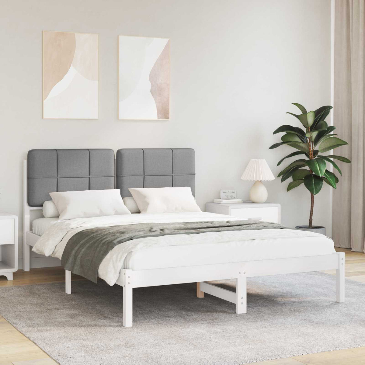 Krevetni okvir s tapiciranim uzglavljem Svijetlo siva Svjetlosiva 205.5 x 165.5 x 84.5 cm