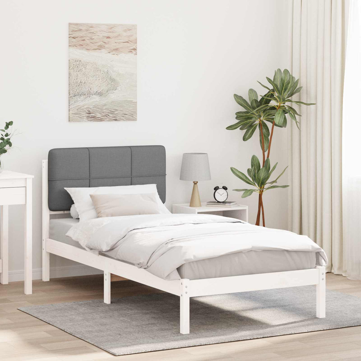 Krevetni okvir s tapiciranim uzglavljem Svijetlo siva Svjetlosiva 205.5 x 105.5 x 84.5 cm