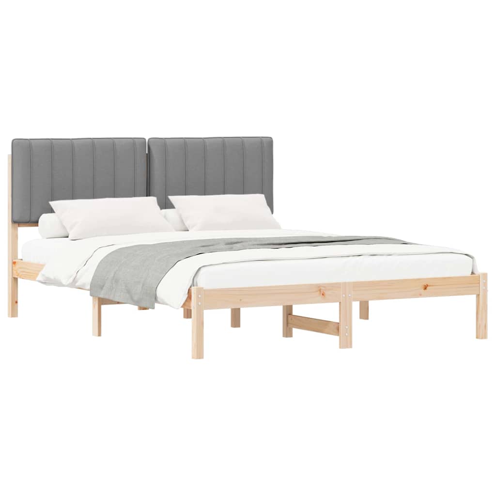 Krevetni okvir s tapiciranim uzglavljem Svijetlo siva Svjetlosiva 205.5 x 155.5 x 84.5 cm