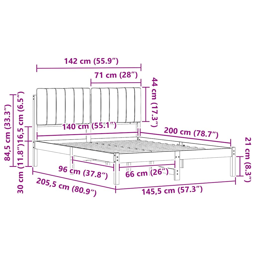 Krevetni okvir s tapiciranim uzglavljem Svijetlo siva Svjetlosiva 205.5 x 145.5 x 84.5 cm
