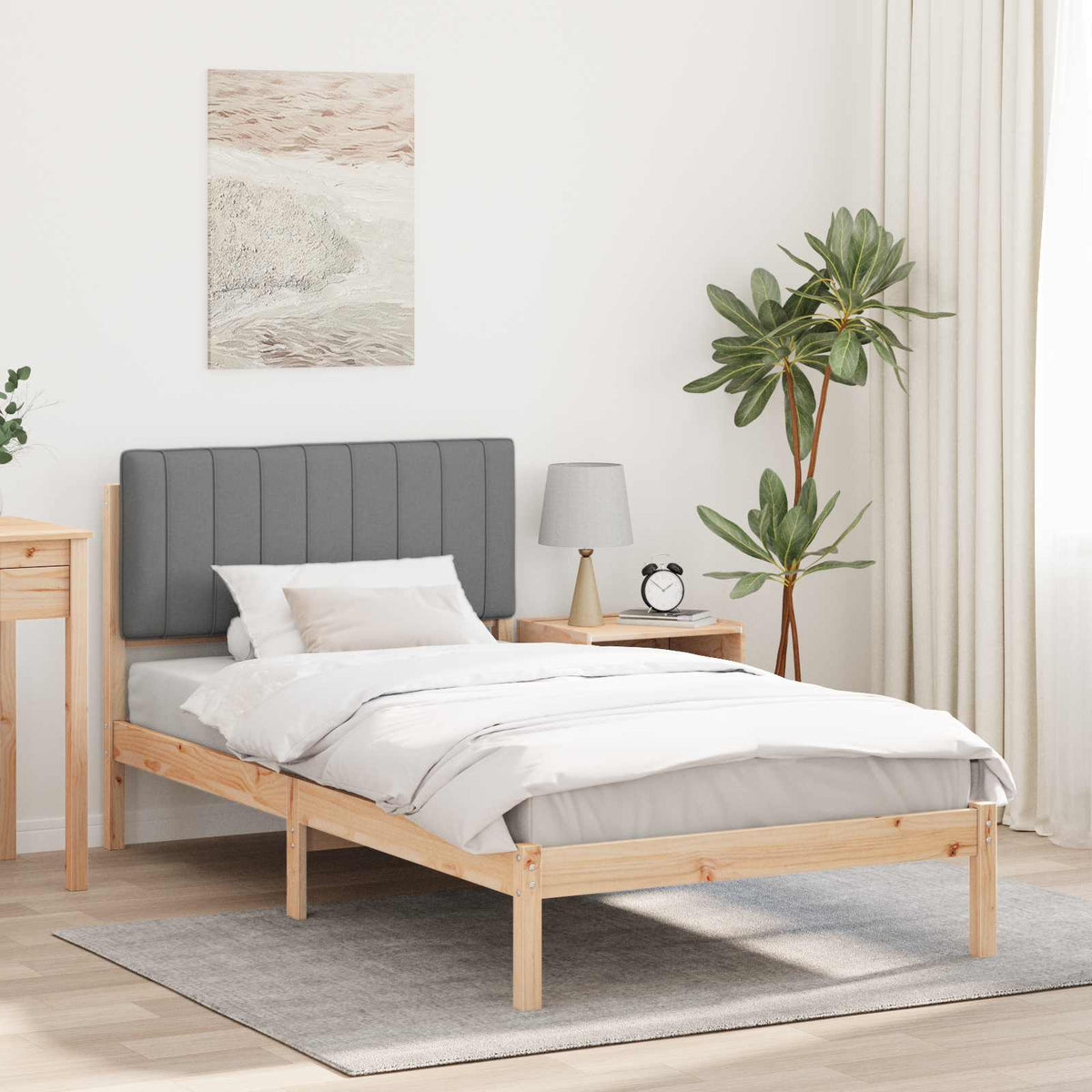 Krevetni okvir s tapiciranim uzglavljem Svijetlo siva Svjetlosiva 205.5 x 105.5 x 84.5 cm