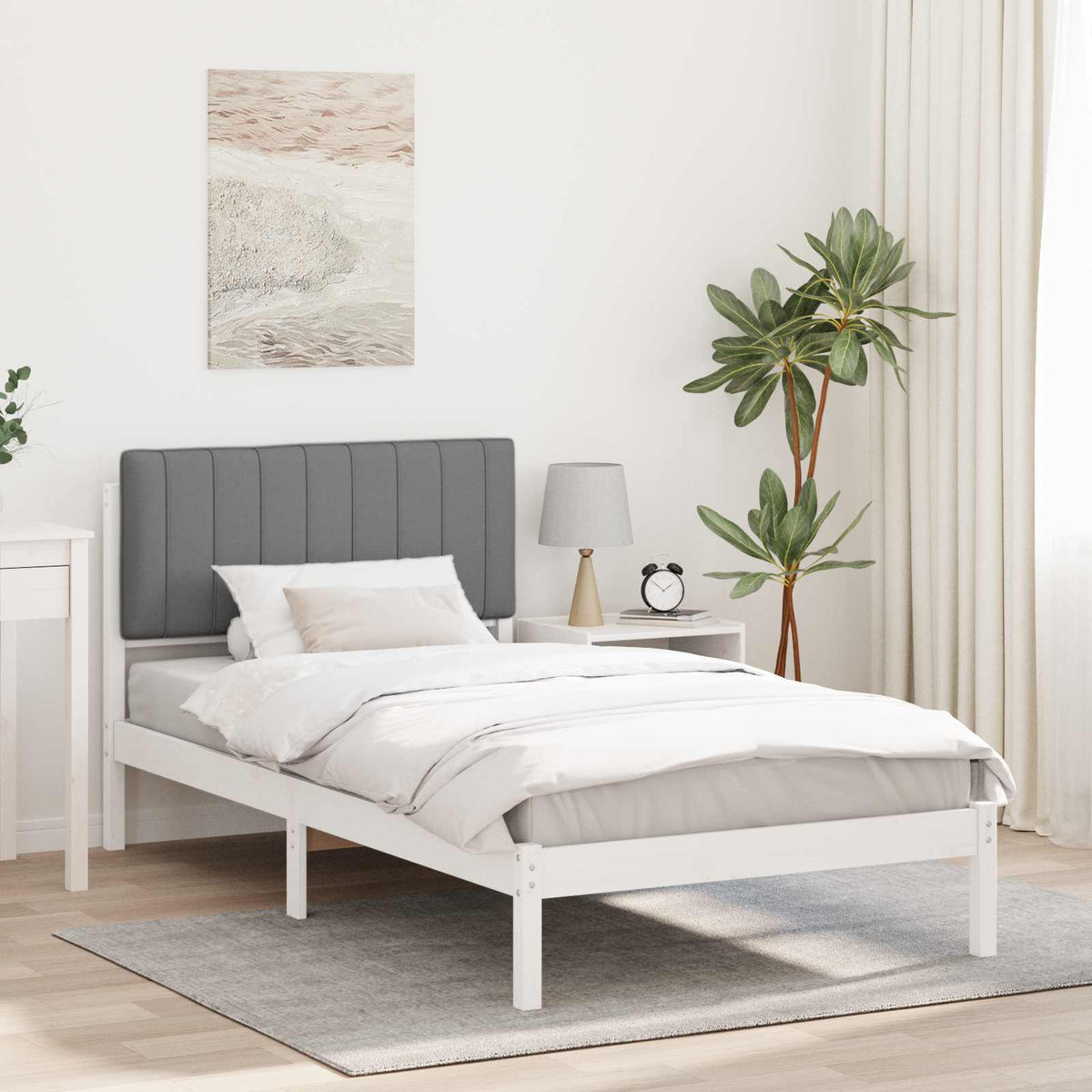 Krevetni okvir s tapiciranim uzglavljem Svijetlo siva Svjetlosiva 205.5 x 105.5 x 84.5 cm