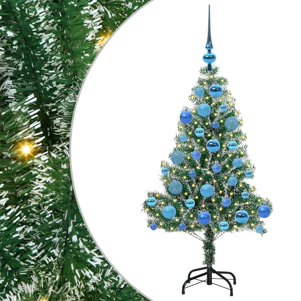 Umjetno Božićno Drvo s Snježnim Flokom i LED Svjetlom 120 cm