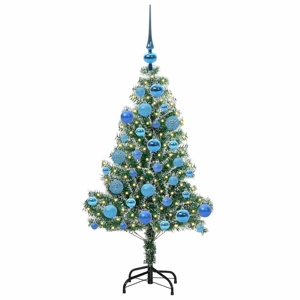Umjetno Božićno Drvo s Snježnim Flokom i LED Svjetlom 120 cm