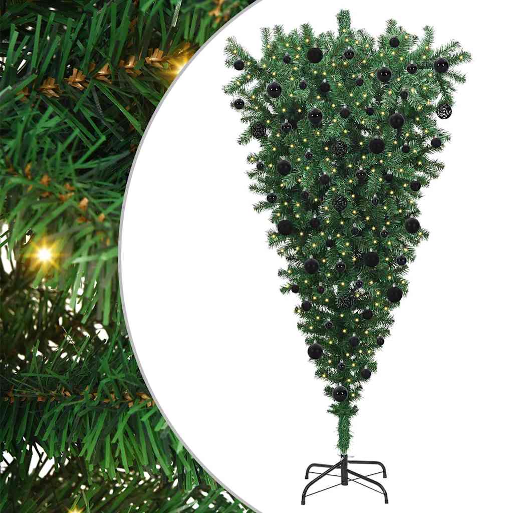 Obrnuto Umjetno Predožareno Božićno Drvo s Setom Kuglica 210 cm