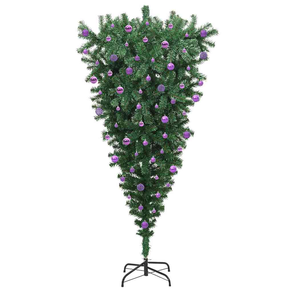 Obrnuto umjetno božićno drvce s naglavnom loptom Zelena 210 cm