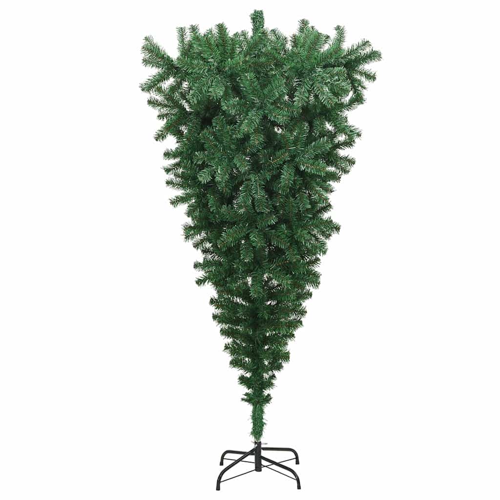 Obrnuto umjetno božićno drvce s naglavnom loptom Zelena 210 cm
