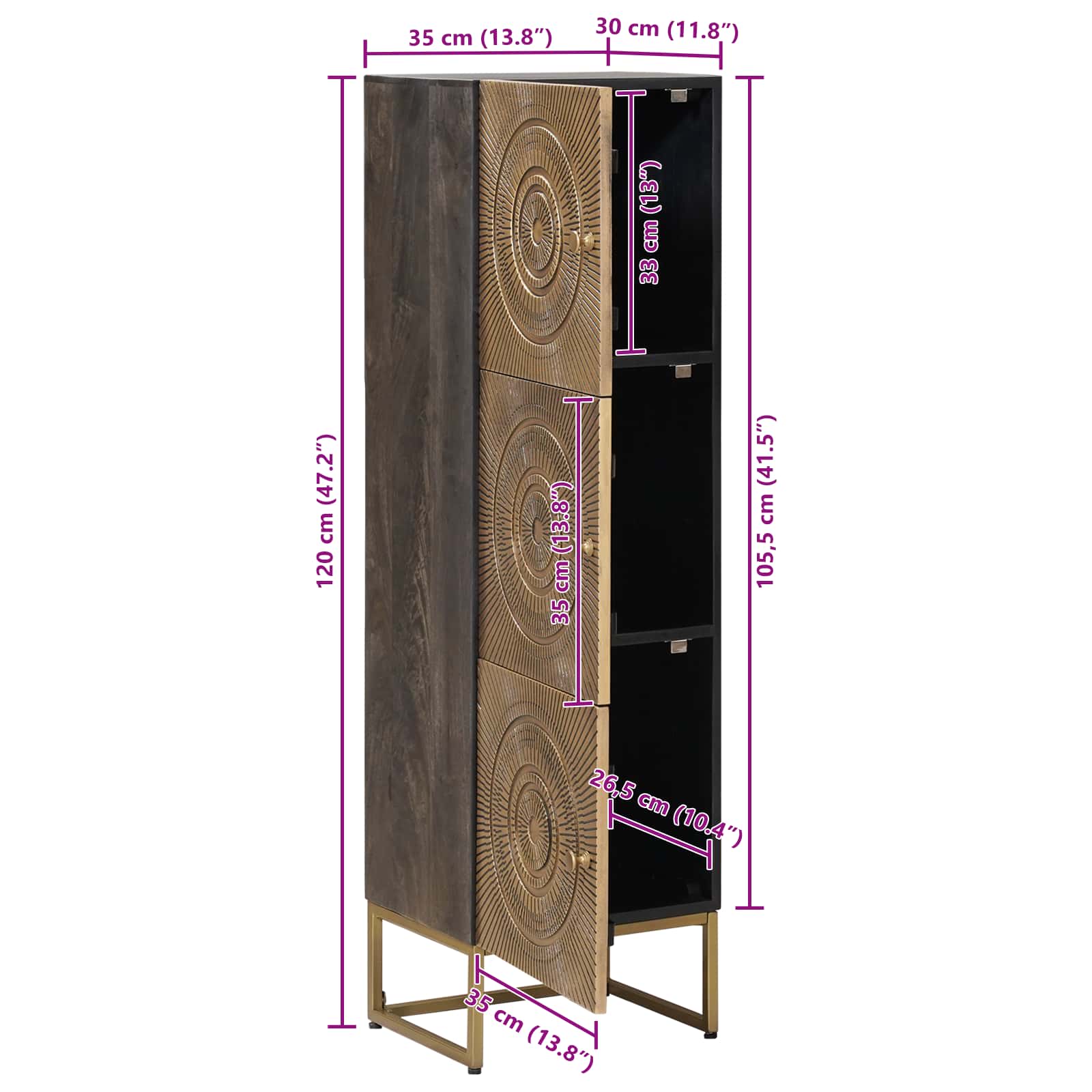 Highboard Mjed 35 x 30 x 120 cm
