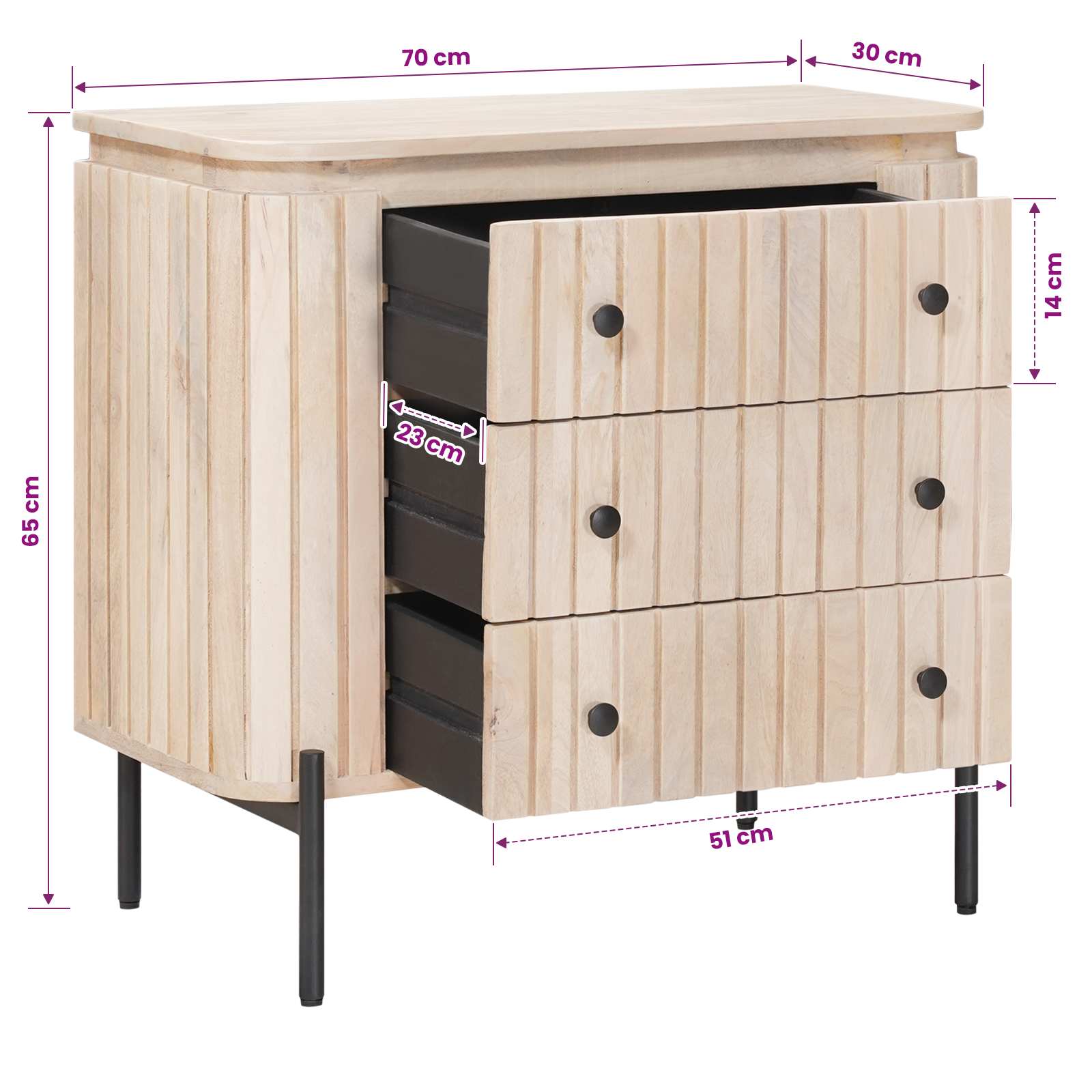 Ormar s ladicama s ladicama 70 x 30 x 65 cm