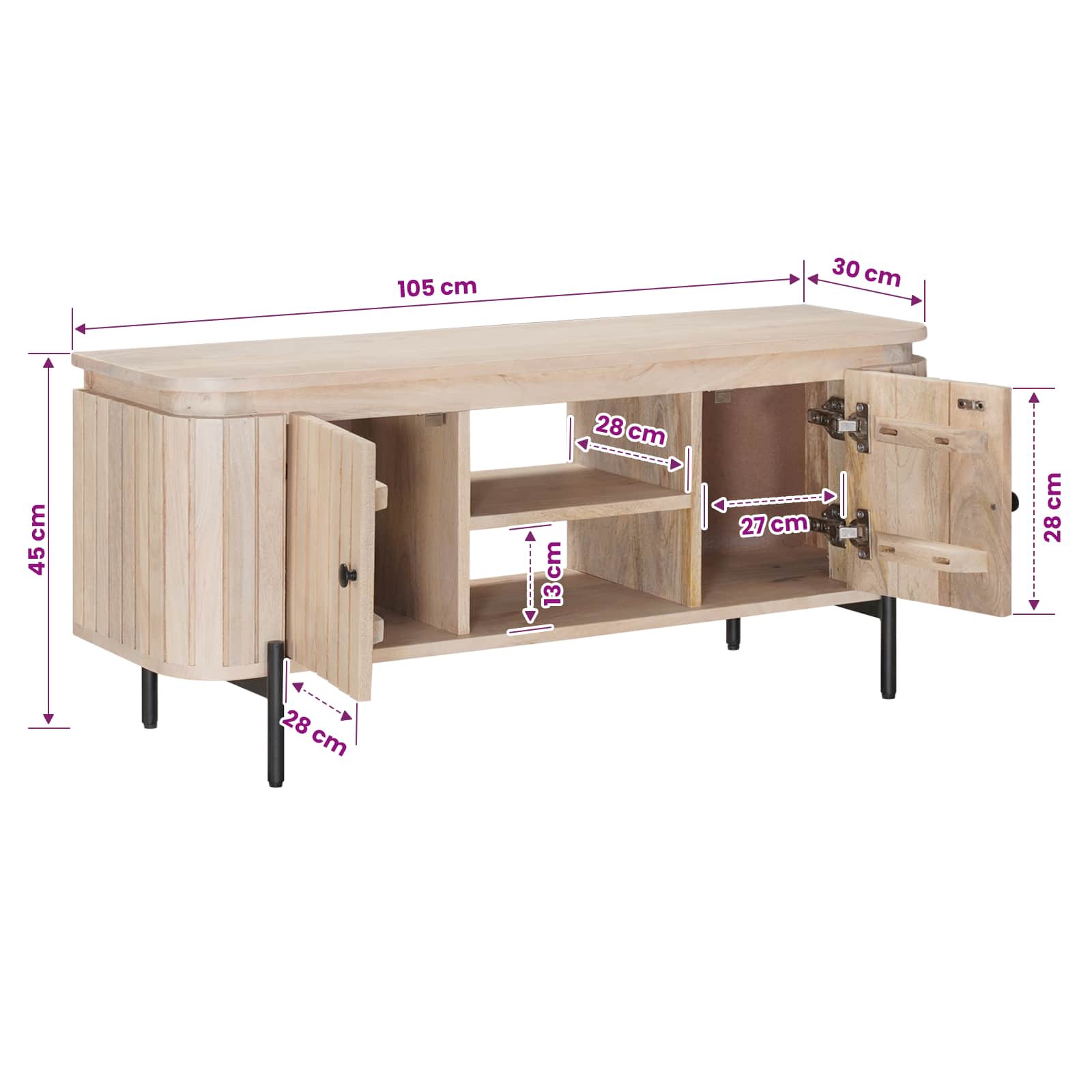 TV ormar 105 x 30 x 45 cm Čvrsto Mango Drvo i Inženjersko Drvo