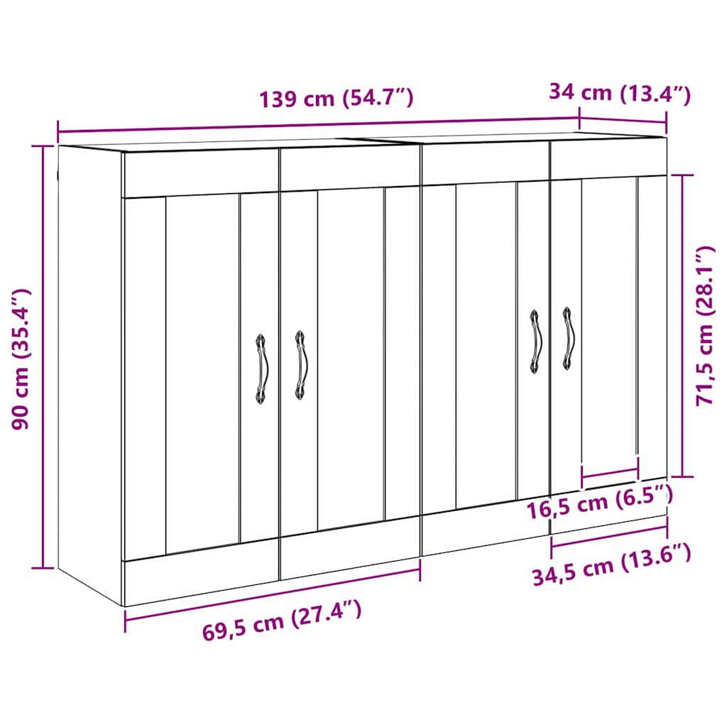 Zidni ormari 2 pcs Staro drvo 69,5 x 34 x 90 cm