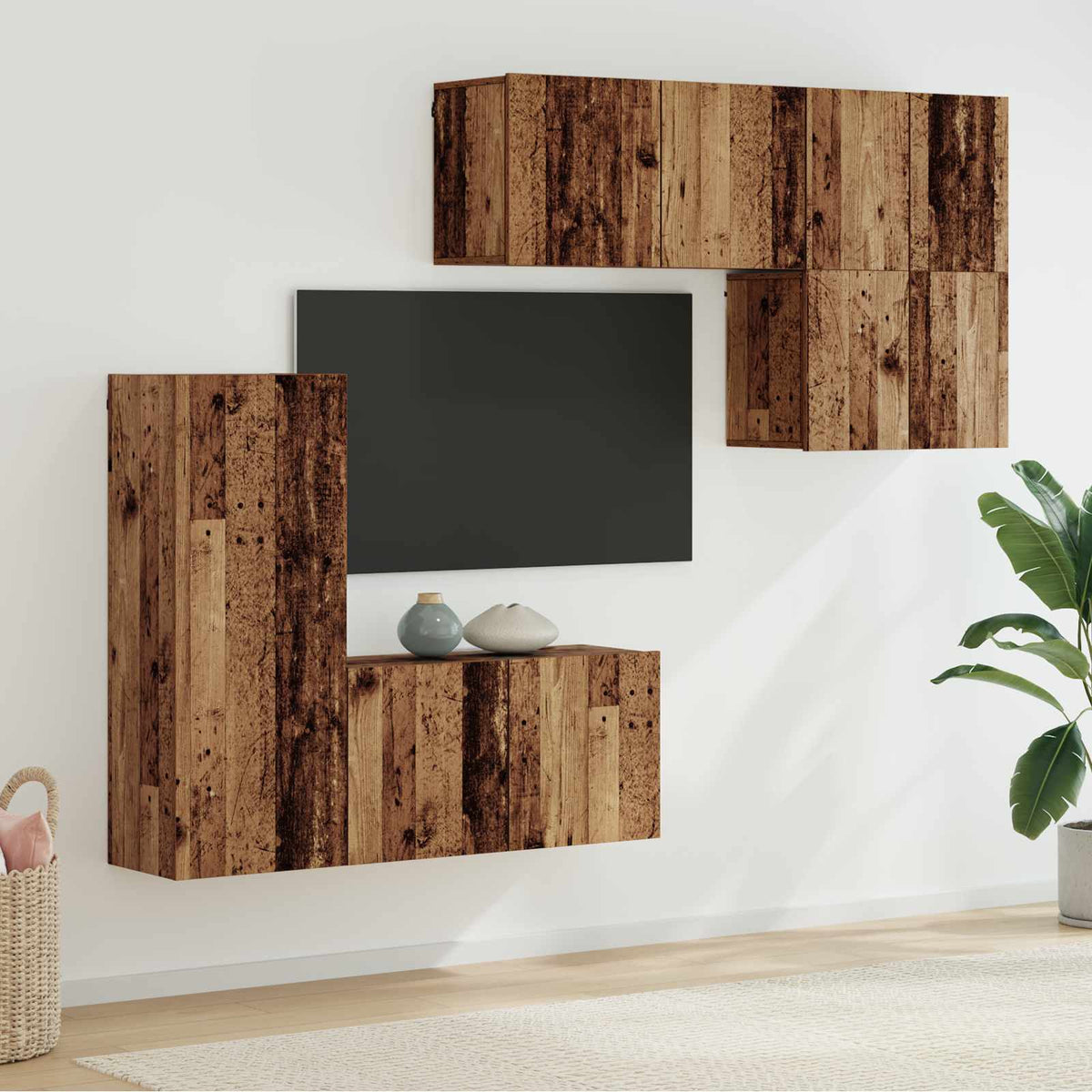 TV zidna jedinica 5 kom. Staro drvo Konstruirano drvo Smeđa 40,5 x 30 x 102 cm