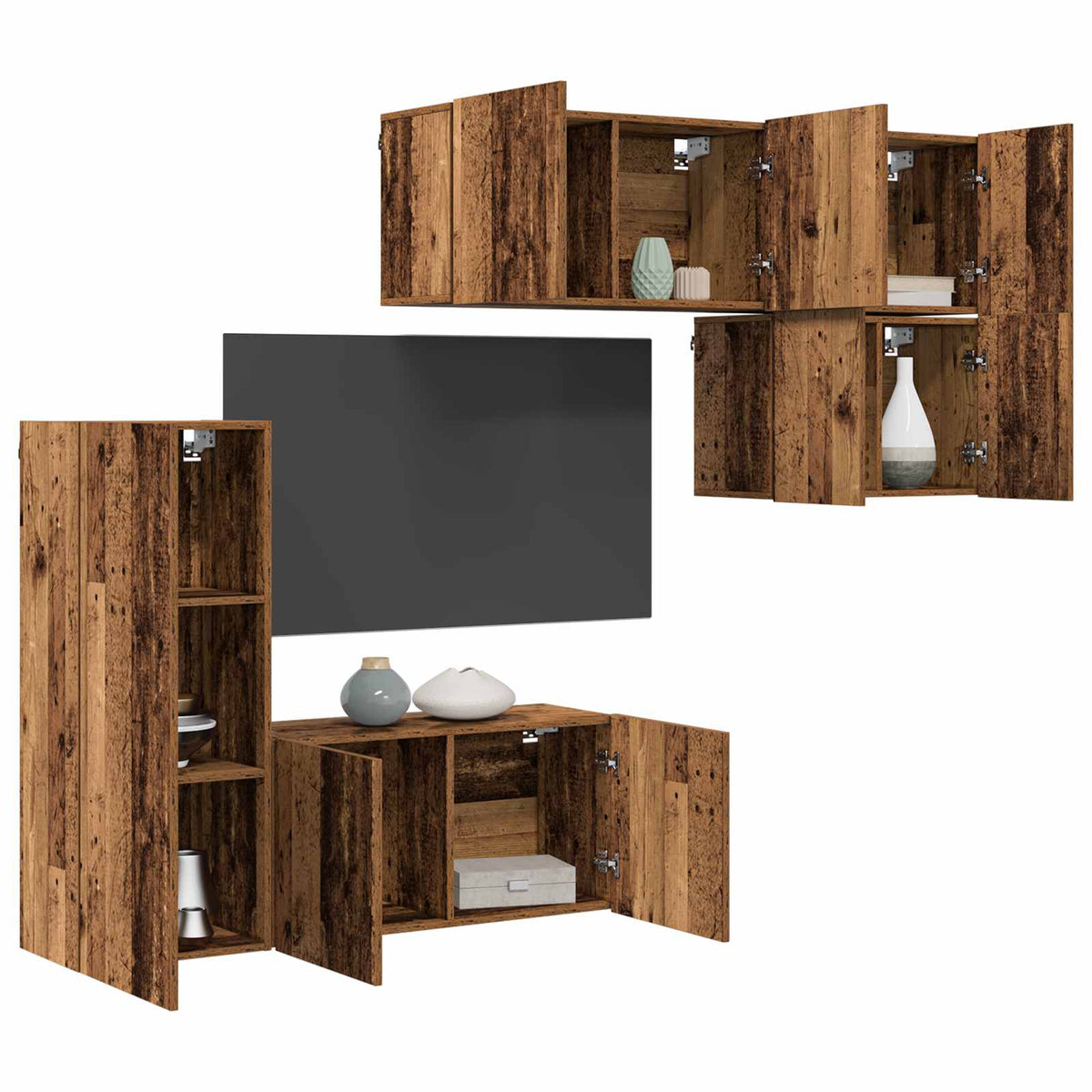 TV zidna jedinica 5 kom. Staro drvo Konstruirano drvo Smeđa 40,5 x 30 x 102 cm