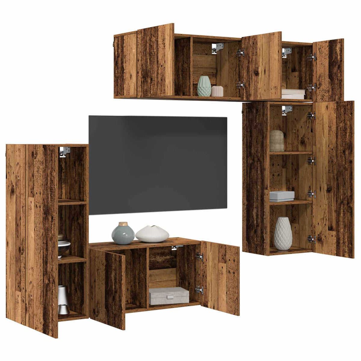 TV zidna jedinica 5 kom. Staro drvo Konstruirano drvo Smeđa 100 x 30 x 41 cm
