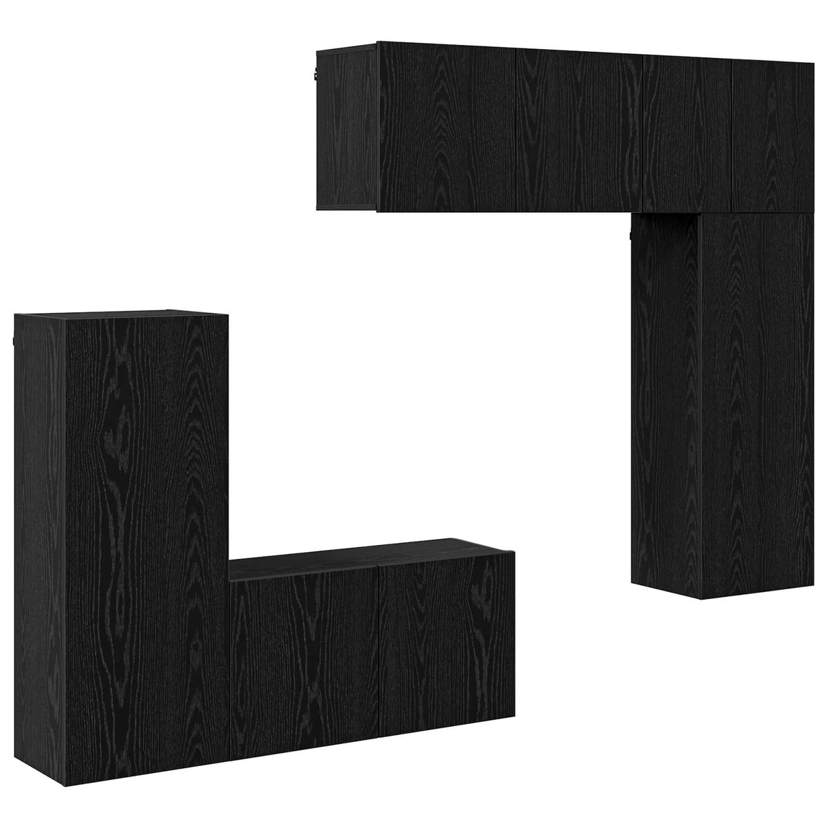 TV zidna jedinica 5 kom. Crni hrast Konstruirano drvo Crna 100 x 30 x 41 cm