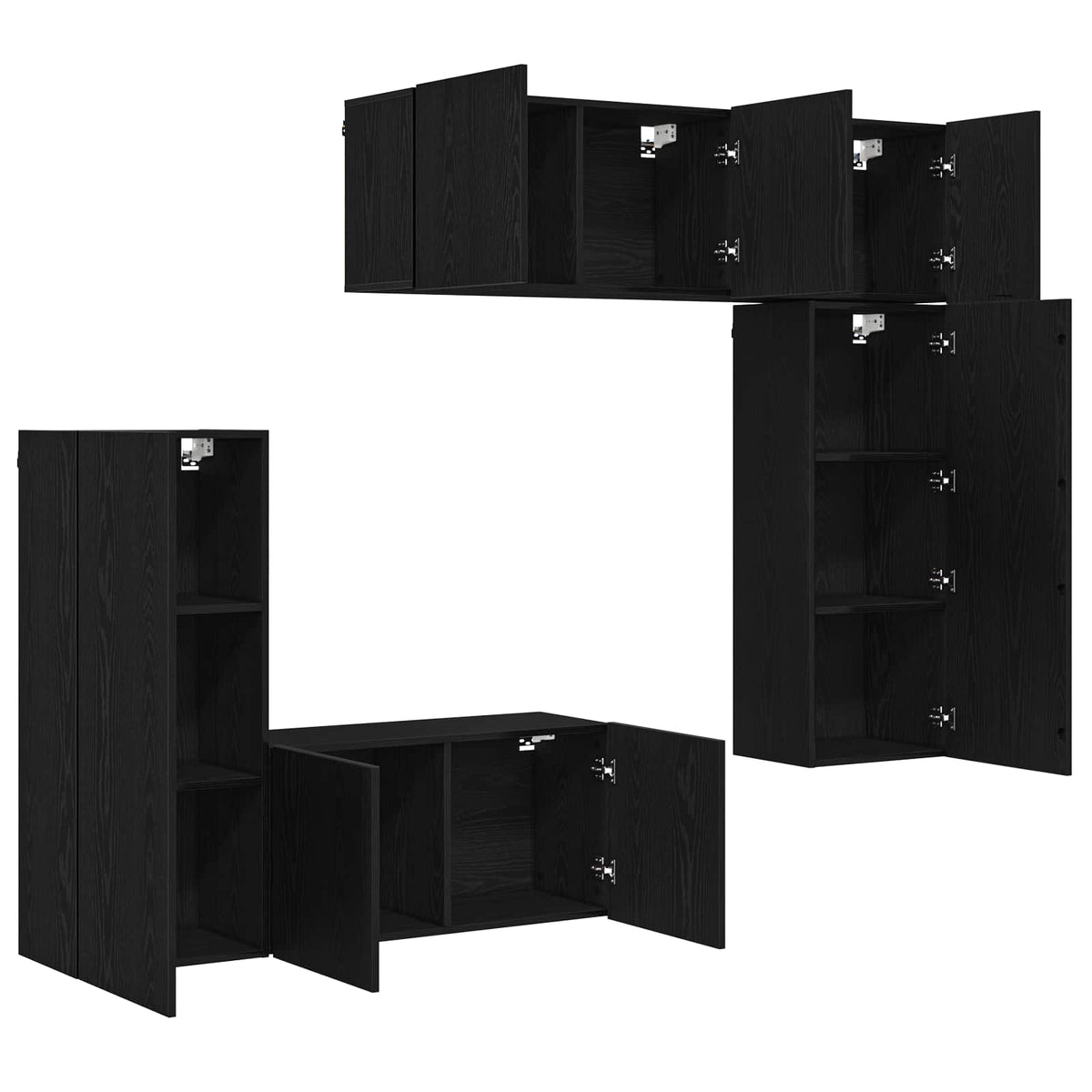 TV zidna jedinica 5 kom. Crni hrast Konstruirano drvo Crna 100 x 30 x 41 cm