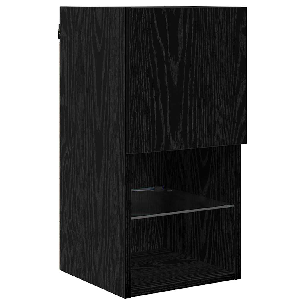 TV zidne jedinice s LED-om 6 kom. Crni hrast Konstruirano drvo