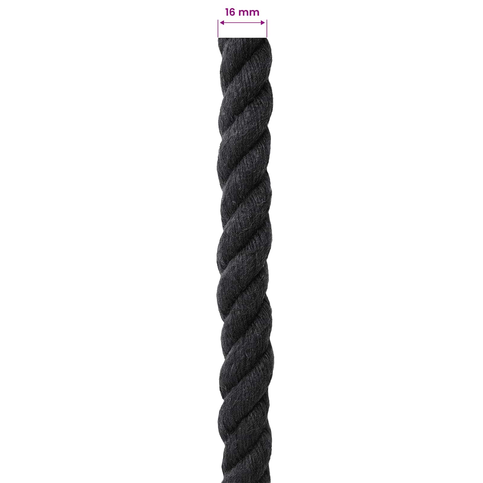 Konop Crna 1,6 x 1,6 x 2500 cm Pamuk