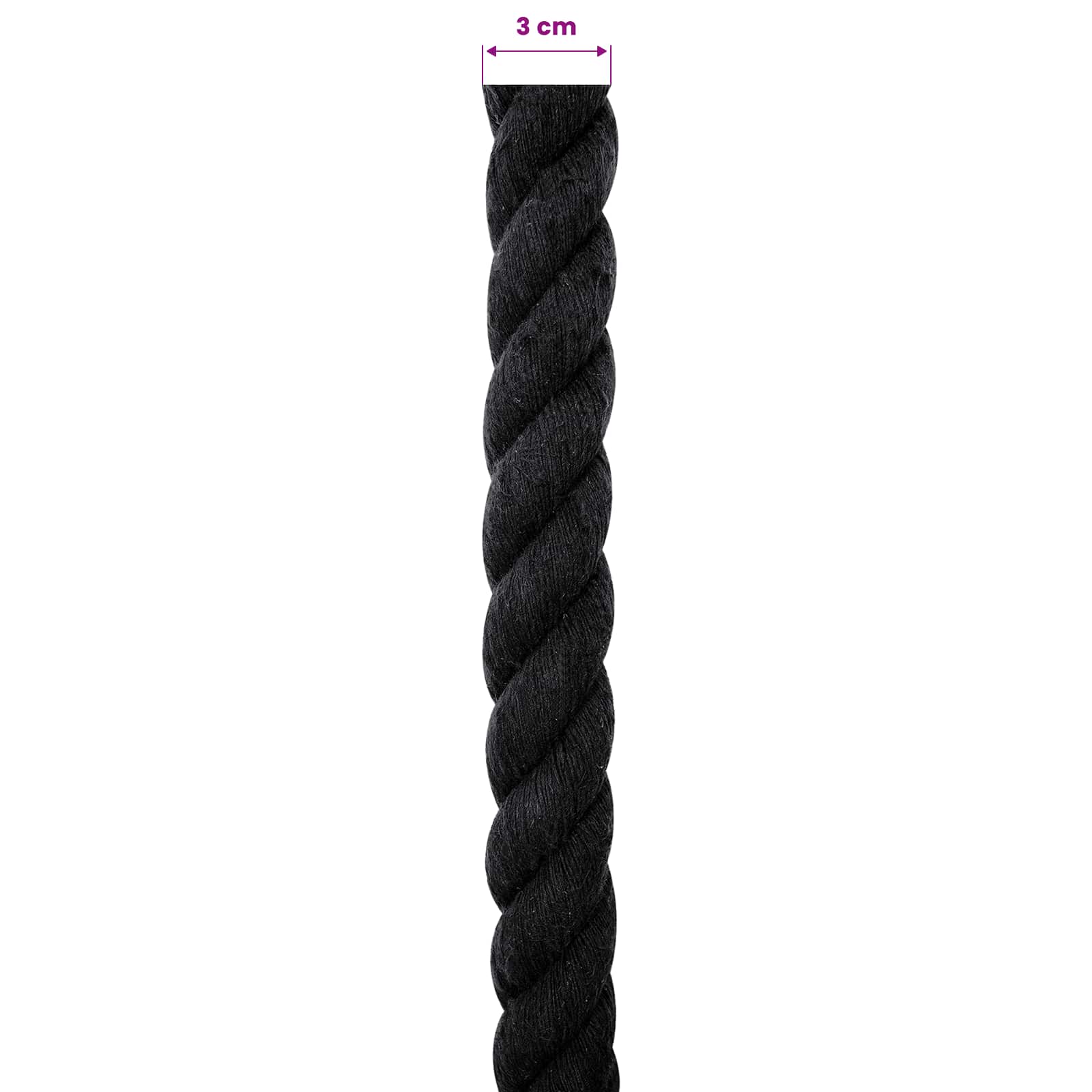 Konop Crna 3 x 3 x 1000 cm Pamuk